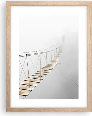 Produktbild von Gerahmtes Poster - Rahmen in heller Eiche - Brücke ausgesetzt Nebel - 30x40 cm - Wand Bild - Wanddeko - Wandbilder - Kunstposter - Wandposter - Bilderrahmen - Bilder - Kunstdruck - P2NPA30x40-5018