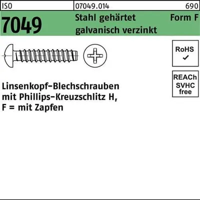 Produktbild von Reyher  Blechschrauben ISO 7049 St. 4,8x22 -F-H vz (500 Stück)