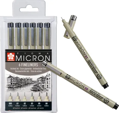 Immagine prodotto di Sakura | Pigma Micron Set nero 6 pezzi