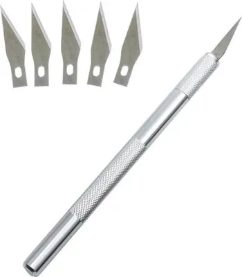 Produktbild von Jumada's – 7-teiliges Messerset: Edelstahl-Skalpell + 5 zusätzliche Messerklingen – Stiftmesser, Hobbymesser, Schneidemesser, chirurgisches Messer, Präzisionsmesser.