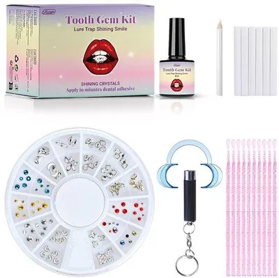 Produktbild von Do-it-yourself Zahnschmuck Set - 120 Zahnschmuck - Zahnschmuck Kleber - machen Ihr Lächeln einzigartig - QuickShopping