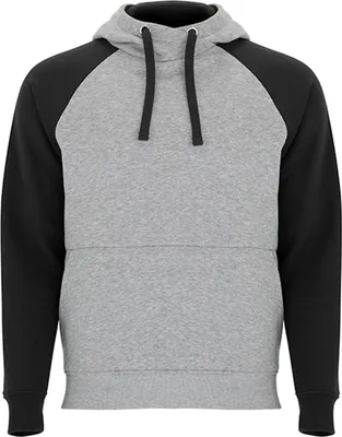 Produktbild von Roly SU1058 | Badet Hooded Sweatshirt Uni Kängurutasche - Farbe: Heather Grey 58/Black 02 - Größe: S