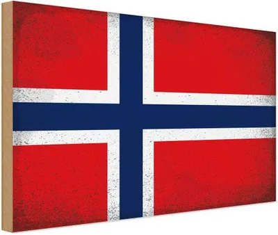 Produktbild von vianmo Holzschild 30x40 cm Norwegen Norway Flagge Fahne Wappen