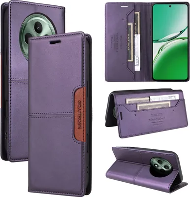 Produktbild von Handyhülle für Oppo Reno12F 5G Hülle, Leder Flip Wallet Kartenfach Stand Schutzhülle Lila