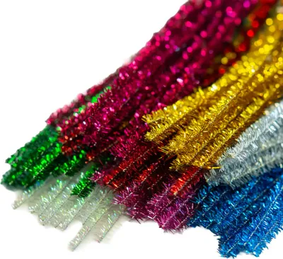 80 Stück Farbmix Pfeifenreiniger Glitzereffekt Chenille-Draht 6mm, Länge 30cm