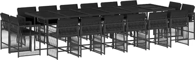 Obrázok produktu pre vidaXL 17-dielny záhradný jedálenský set s vankúšmi Black Poly Rattan