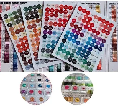 Produktbild von Bunte Etiketten für Diamantbilder, 447 Stück, farbig, für Ordner