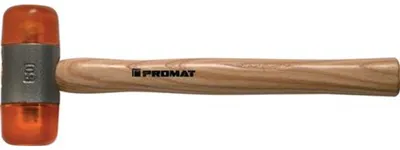 Produktbild von PROMAT Plastikhammer Kopf-Ø 50 mm Kopflänge 115 mm, Celluloseacetat Holz Stiel