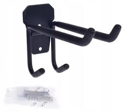 Produktbild von Garagewandhaken, Set aus 2, 19,5 cm, für Gewichte bis 15 kg, Fahrradhänger Wand, schwarz, doppelte Haken für Fahrrad- und Gartengeräte