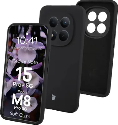 Produktbild von Silikon Handyhülle für Xiaomi Redmi Note 15 Pro Plus 5G / POCO M8 Pro 5G, Bizon Soft Case, Schwarz