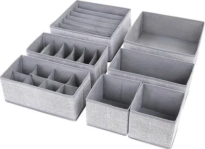 Immagine prodotto di Scatola pieghevole beige con 7 scomparti in tessuto non tessuto per l'organizzazione