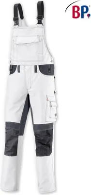 Produktbild von BP Strapazierfähige Latzhose mit Kniepolstertaschen 1791 Gr. 44-normal weiß/dunkelgrau