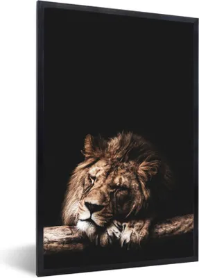 Produktbild von MuchoWow® MuchoWow® Gerahmtes Poster Löwe - Rüssel - Farben 20x30 cm - Poster mit zchwarzem Bilderrahmen - Drucken - Bilder Poster im Rahmen