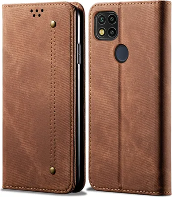 Immagine prodotto di Custodia Redmi 9C, Custodia a portafoglio in pelle con chiusura magnetica e custodia con funzione stand per Xiaomi Redmi 9C Marrone