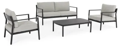 Produktbild von CADAVAL-Garten-Sitzgruppe, bestehend aus 2 Sesseln, einem 2-Sitzer-Sofa und einem Couchtisch in Anthrazit