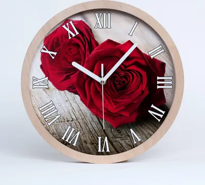 Produktbild von Holzuhr 25fi cm wanduhr - weiße Spitzen - Rosen auf Holz