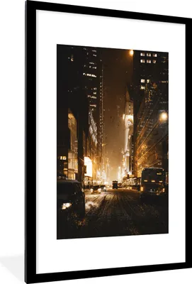 Produktbild von MuchoWow® MuchoWow® Gerahmtes Poster Gold - Nacht - Stadt 60x90 cm - Poster mit zchwarzem Bilderrahmen - Dekoration - Wandposter Wohnzimmer - Hochwertig