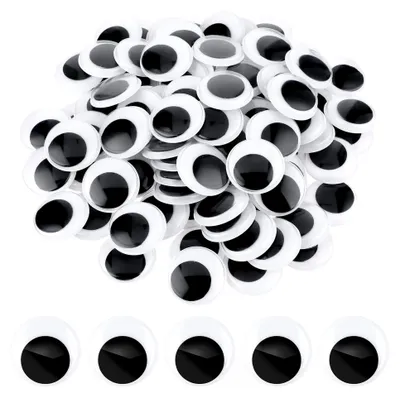 Produktbild von 100 Stück Selbstklebende Wackelaugen Groß 30 mm Schwarze Kulleraugen für Bastelarbeiten