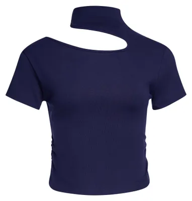 Produktbild von Damen Bluse mit Stehkragen, regulärer Passform, in der Farbe Blau und Größe XS