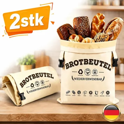 Produktbild von Bienenwachs Brotbeutel, 43x32cm Wiederverwendbare Bienenwachsbeutel | 2 Stück DE