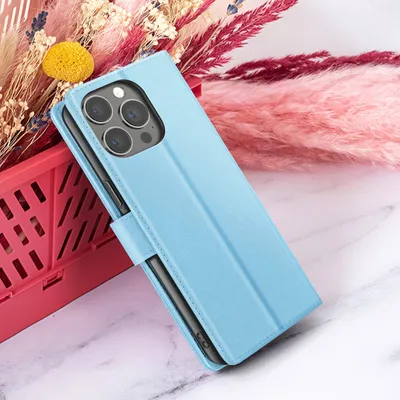 Produktbild von Zanaé, Klappetui iPhone 13 Pro mit Kartenhalter und Magnetklappe, Hellblau