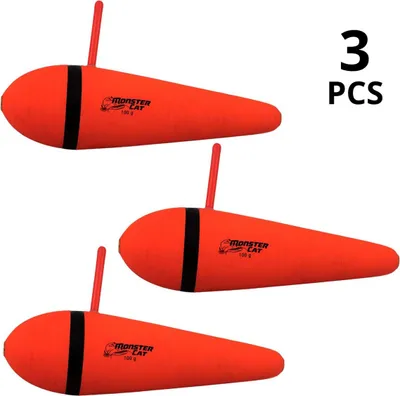 Produktbild von Tandem Baits Monster Cat 3-er Pack Pose zum Posenangeln am Fluss, Posen Angel-Set, Angelposen Schwimmer zum Flussangeln, Angelschwimmer Posen-Set, Praktisches Angelzubehör-Set 100 g 3 Stk.