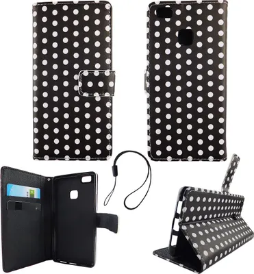 Produktbild von Handyhülle Tasche für Handy Huawei P9 Lite Polka Dot Schwarz Weiss