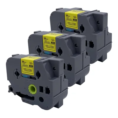 Produktbild von DULA Etikettenband - Kompatibel mit Brother P-Touch Tze-661 - 3 Stück - Schwarz auf gelb - 36mm x 8m
