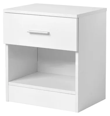 Immagine prodotto di Tavolino da notte con cassetto e ripiano, dimensioni 39x29x41 cm, colore bianco