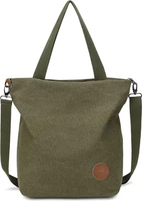 Produktbild von Damen Canvas Handtasche Schultertasche Multifunktionale Umhängetasche Grün