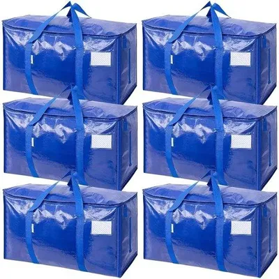 Obrázok produktu pre Šesť kusov extra hrubých, zosilnených sťahovacích škatúľ | Extra veľký objem s úchytmi | Neodmysliteľné pre oblečenie, posteľnú bielizeň, skladovanie, sťahovanie a cestovanie