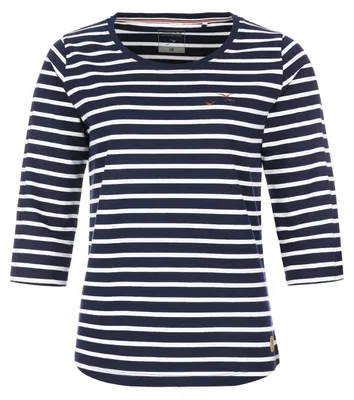 Produktbild von modAS Damen Bretonisches Shirt mit 3/4-Arm und Rundhals - Shirt mit Streifen aus Baumwolle in Blau-Weiß Größe 36
