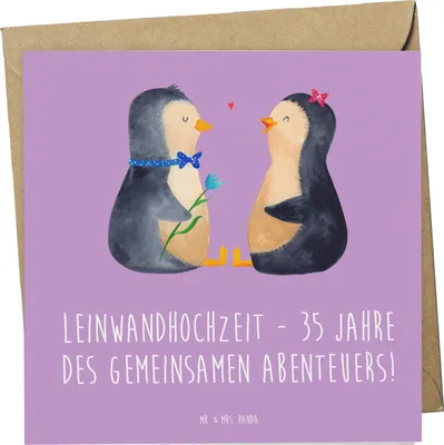 Produktbild von Mr. & Mrs. Panda Deluxe Karte 35. Hochzeitstag Leinwandhochzeit - Lavendeltraum - Geschenk, Jubiläum, Hochtzeit, Zusammenhalt, Klappkarte, Liebe und, Glückwunschkarte