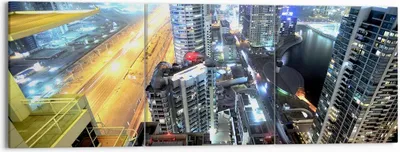 Produktbild von Bild auf Leinwand - Leinwandbild - Architektur Industrie Nacht Licht - 150x50cm - Wand Bild - Wanddeko - Leinwanddruck - Bilder - Kunstdruck - Leinwand bilder - Wandkunst - CA150x50-2642