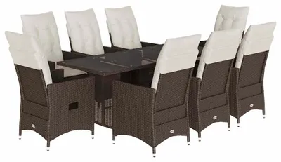 Produktbild von vidaXL 9-tlg. Garten-Essgruppe mit Kissen Braun Poly Rattan