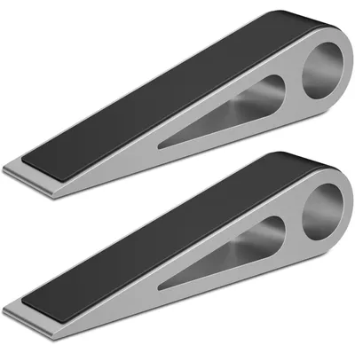 Image de Lot de 2 butoirs de porte, cales antidérapantes en aluminium et caoutchouc, 12,5 x 2,6 x 3,1 cm, couleur argent