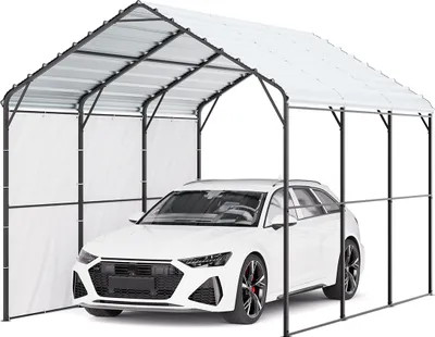 Immagine prodotto di VEVOR tenda garage 3x4,5x3,15 m, tenda garage, pensilina con struttura e tetto in acciaio zincato, tenda multifunzionale per pick-up, barca, auto e trattore
