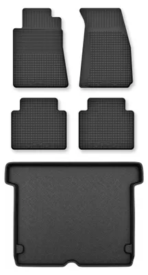 Productafbeelding van Rubberen automatten + kofferbakmat voor Mercedes-Benz Vaneo W414 2001-2005 – 5-delig, zwart, op maat – Wielganizator Semi-Universal