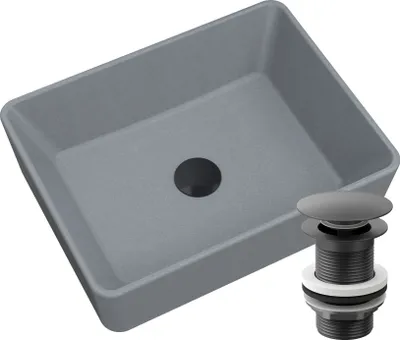 Produktbild von Waschbecken mit Granitarbeitsplatte Grauer Stecker Schwarz