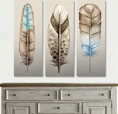Produktbild von Wallity, 3KNV4585_3090 (90 x 80), Dekoratives Leinwandgemälde (3 Teile), Mehrfarbig, 100 % LEINWAND, 90 x 80 cm