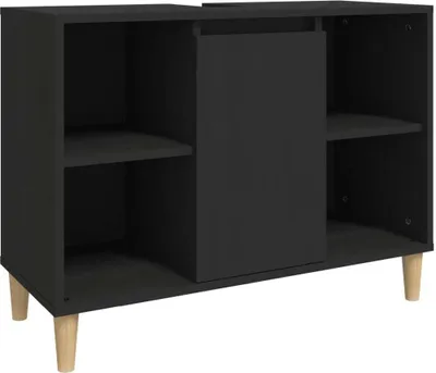 Image de vidaXL Meuble sous-lavabo noir 80x33x60 cm bois composite