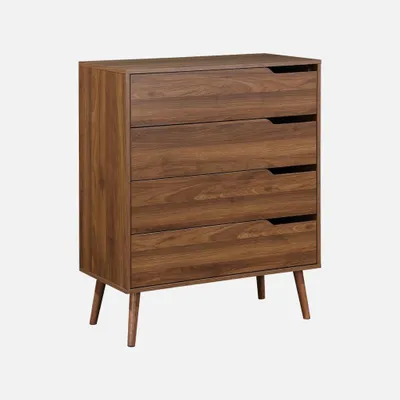Produktbild von sweeek - Kommode mit Holzdekor, 4 Schubladen - Nussbaumfarben