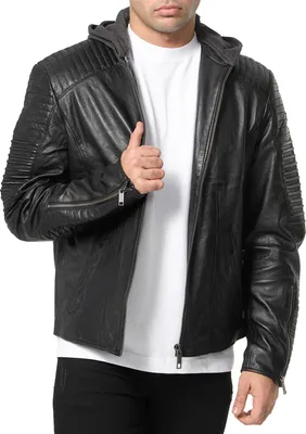 Produktbild von Tazzio Herren Lederjacke Biker-Look A800 (Schwarz, XXL)