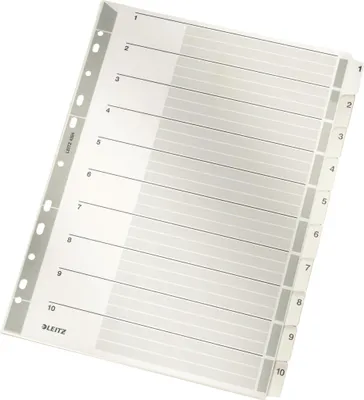 Produktbild von Leitz Register 43240000 DIN A4 1-10 volle Höhe 160g Karton grau