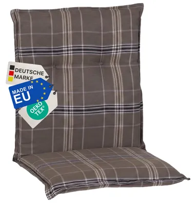 Produktbild von NYVI Gartenstuhl Auflage Niedriglehner Barcelona - UV-Beständig, Atmungsaktiv, Strapazierfähig - Niedriglehnerauflage Sitzkissen Outdoor - Sitzauflagen für Gartenstühle 100x50cm Karo Braun