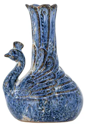 Produktbild von Bloomingville Vase KALI Blau Keramik PFAU 16 cm Blumenvase