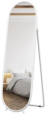 Produktbild von HOMCOM Ganzkörperspiegel 160 x 40 cm Wandspiegel mit Ständer, Metallrahmen, Weiß
