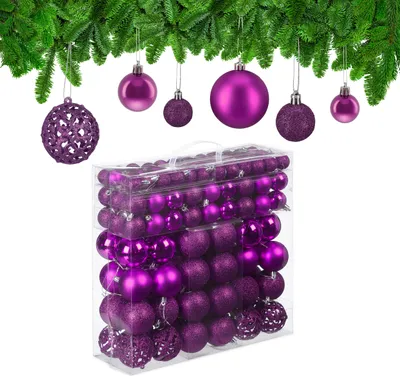 Obrázok produktu pre Vianočné gule Relaxdays v sade po 150 kusoch, trblietavé, matné a lesklé vianočné gule, plast, ∅ 3, 4 a 6 cm, ružové