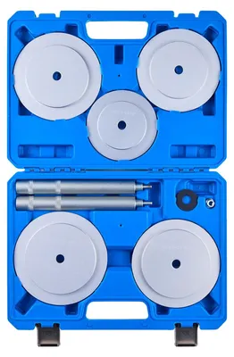 Produktbild von VEVOR Lagerpressen-Kit, 14 Teile, Lagerlauf- und Dichtungsantrieb-Set mit Buchsen und Adaptern, Buchsenantrieb-Werkzeugsatz, Schwerlast-Kohlenstoffstahl-Dichtungsentfernungs-Installationswerkzeugsatz mit Aufbewahrungskoffer, 7-teilige Set, 2 rutschfeste Griffverlängerungen