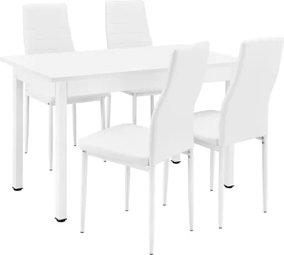 Produktbild von [en.casa]® Esstisch mit 4 Stühlen weiß 120x60cm Küchentisch Esszimmertisch